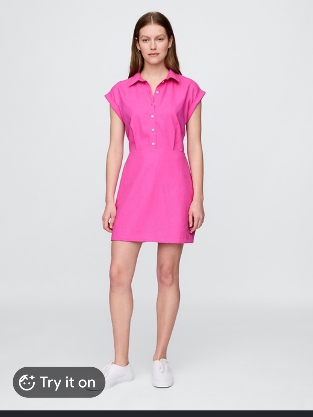 GAP Linen-blend shirt dress Phoebe pink